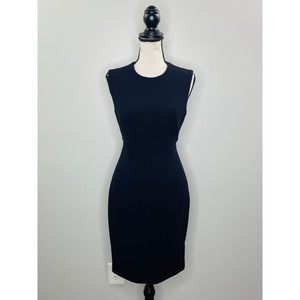 Escada Elements Black Wool Sheath Dress Womens 34 US 4 Career Cocktail Classic